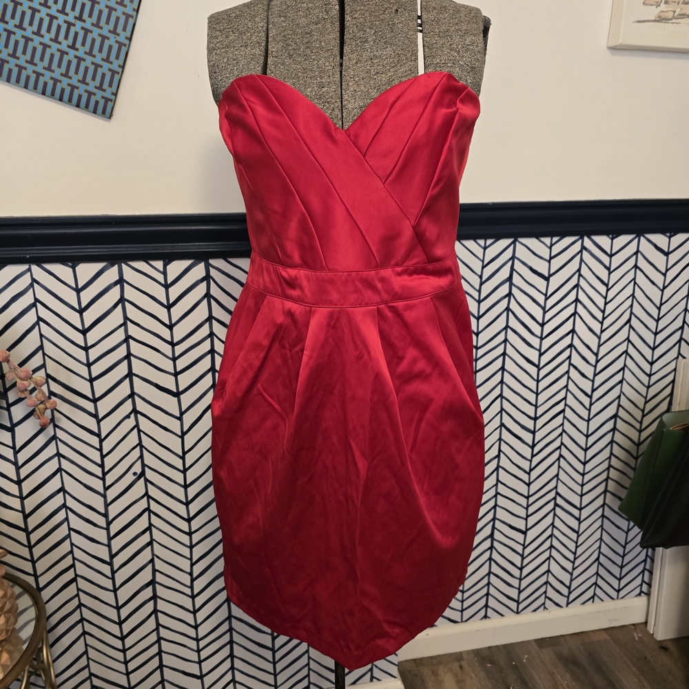 Wishes Wishes Wishes Red strapless Mini Dress